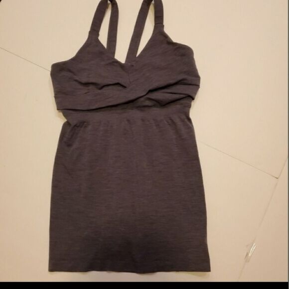 S ATHLETA GRAY Criss-Cross Back yoga exercise Tank Top SMALL - Picture 2 of 3